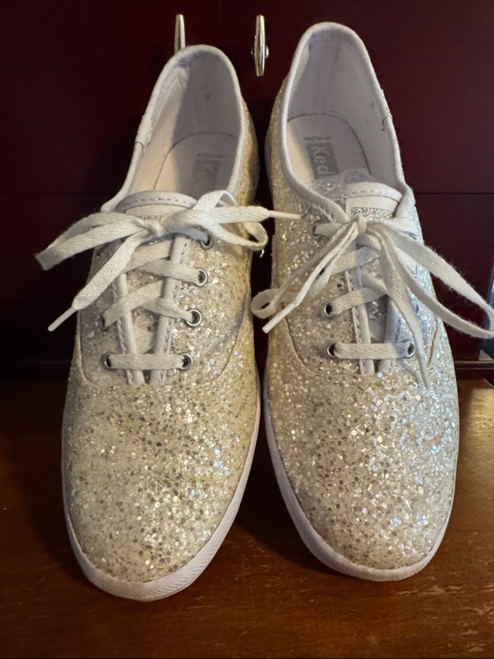 Keds Women's Glitter Lace-Up Sneakers in Ivory Sparkle